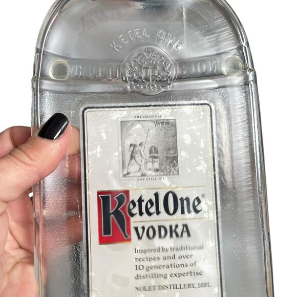 Ketel One Vodka Bottle Melted Glass Flat Serving Tray Bar Decor Cheese Crackers - Picture 10 of 10
